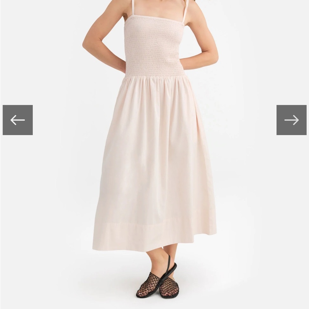 MATE the Label Blush Pink Smocked Midi Dress